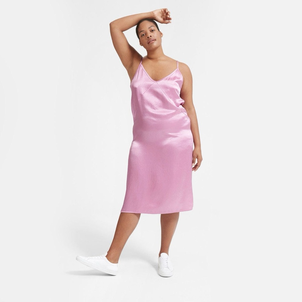 Dusty Pink Satin Everlane Slip Shine Dress